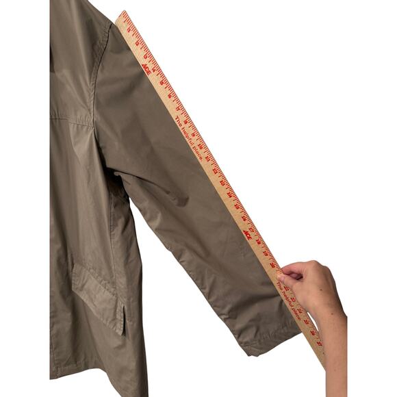 J. Crew XL Water Repellant MAC Rain Jacket $248 Button Front Trench Coat Tan - Picture 9 of 10